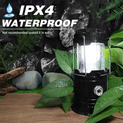 Solar Camping Lantern - Rechargeable LED Lights, Magnetic Base & Foldable Hanging Hook