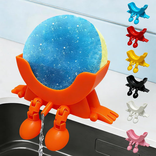 🔥🔥Cute Hanging Sponge Holder with Drainage,3D Printed Kitchen Funny Sponge Stand for Sink